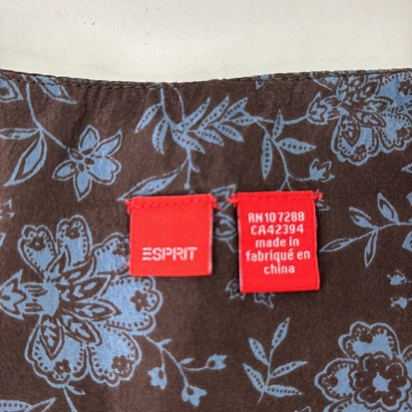 Esprit brown with blue flowers A-line skirt - Picture 2 of 9